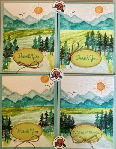 Medley of 4 gorgeous watercolor cards